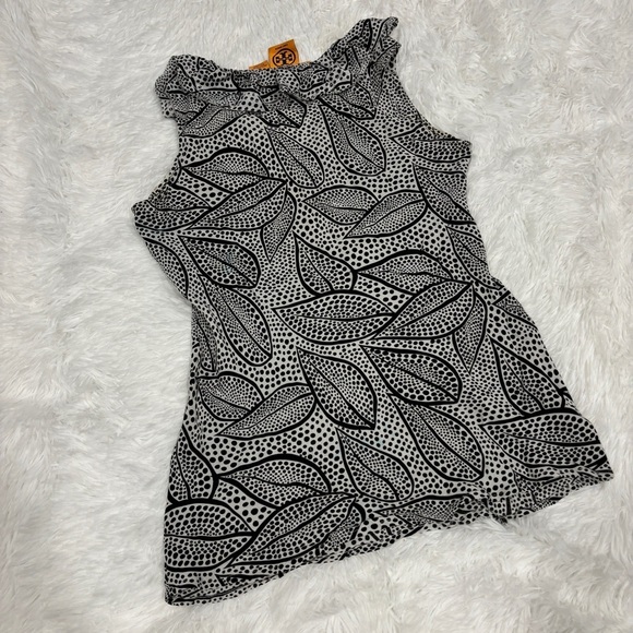 Tory Burch - White & Black Dotted Leaf Print Silk Top woman’s size 4 - Picture 8 of 10